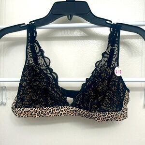 Victoria’s Secret, plunge bra, leopard, print, size large
